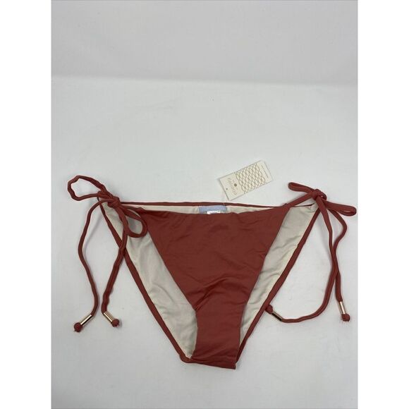 EBERJEY Womens Red Side-Tie Bikini Bottom NEW So Solid Sadie REVOLVE Sz L - Picture 2 of 10